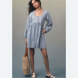 Anthropologie Light Blue Long Sleeve Dress